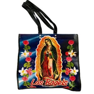Virgin Mary Tote Bag Purse Reusable Virgen Our Lady of Guadalupe Black 16x11